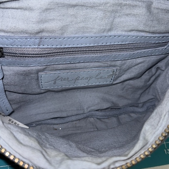 Free People Light Blue Goa Leather Archer Sling Waist Bag  Fanny Pack 7x15x3 - Picture 7 of 12